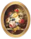 Mixed media painting of flowers with water droplets effect on reflective metal surface